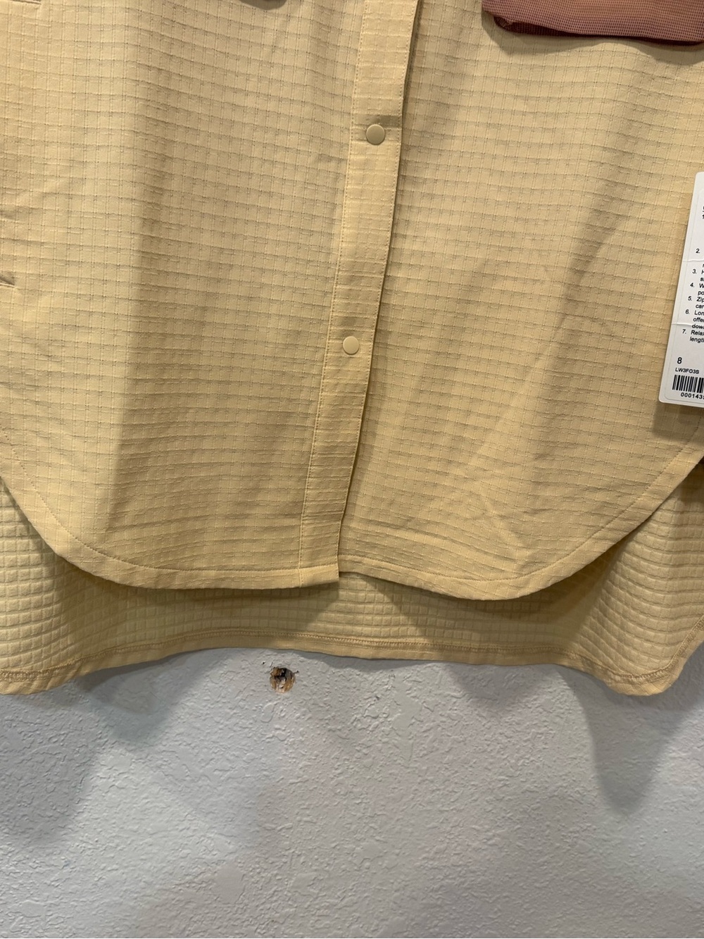 Lululemon Jacket Women Sz 8 beige Grid Fleece Hiking Overshirt Snap Pocket Trail - Picture 5 of 7